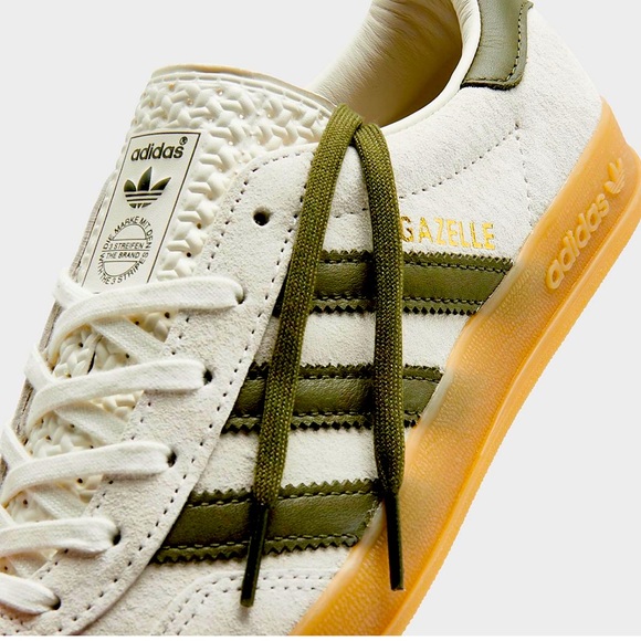 🫒 ADIDAS GAZELLE INDOOR WHITE OLIVE 🫒 - Picture 3 of 5